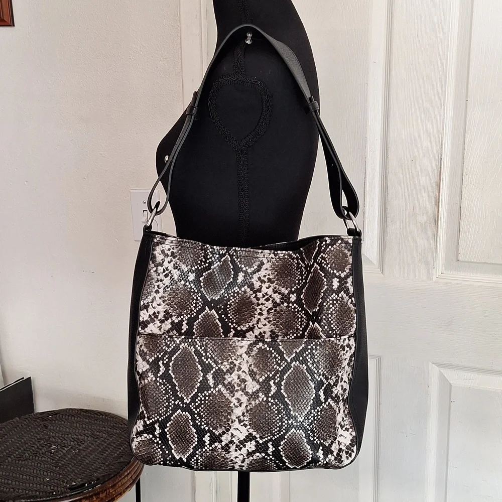 Tahari Bucket Handbag Women’s Vegan Leather Shoulder Bag New NWT Nolita Snake